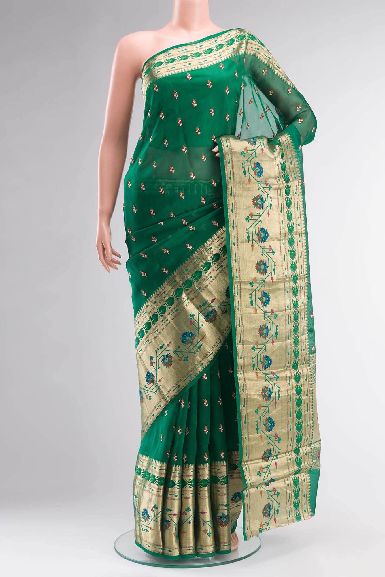 Green Organza Silk Saree