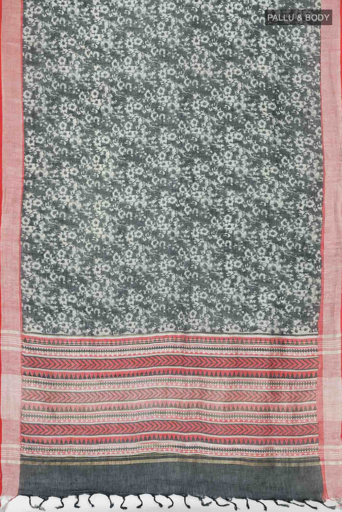 Black Linen Cotton Saree