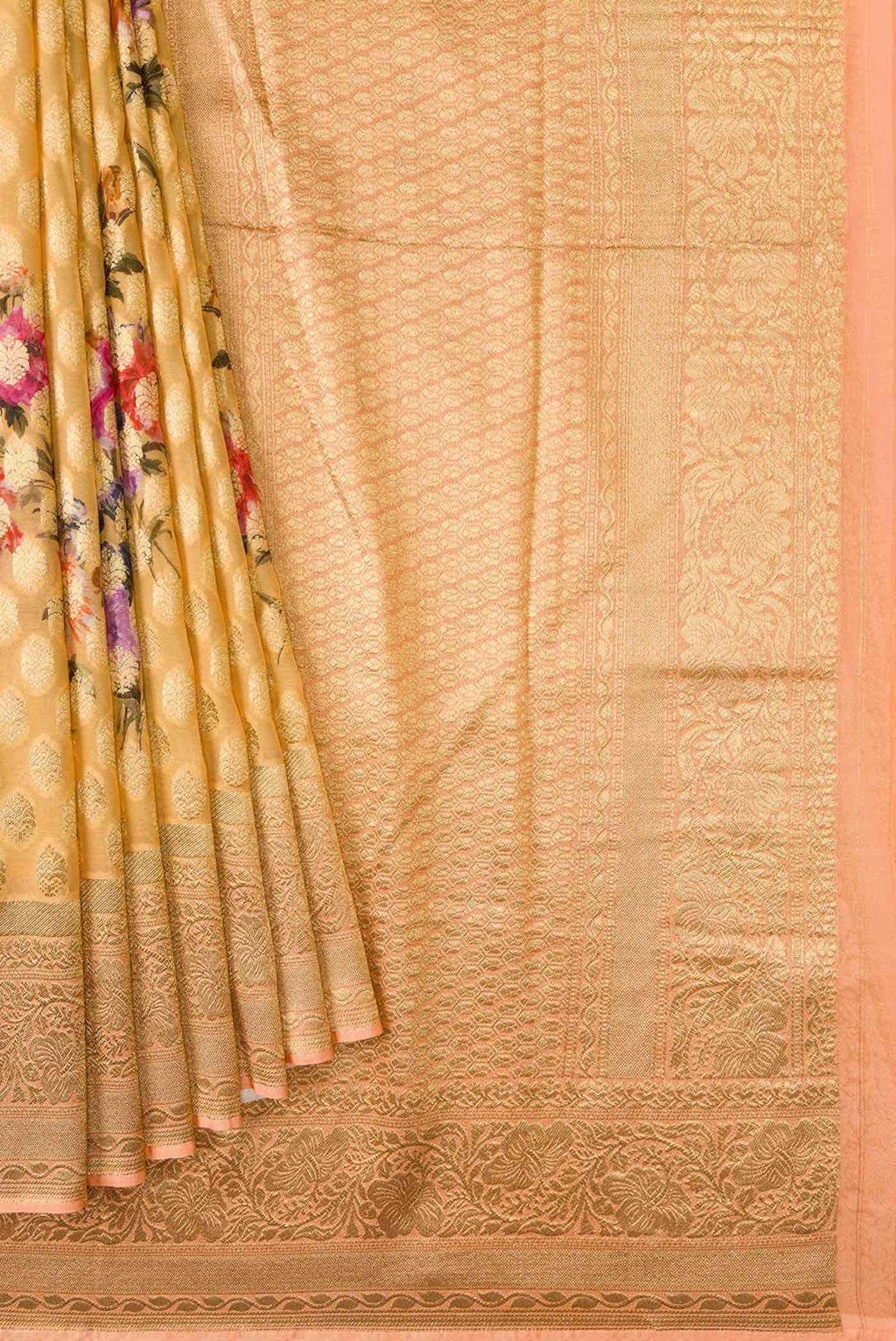 Golden Peach Mysore Georgette Saree