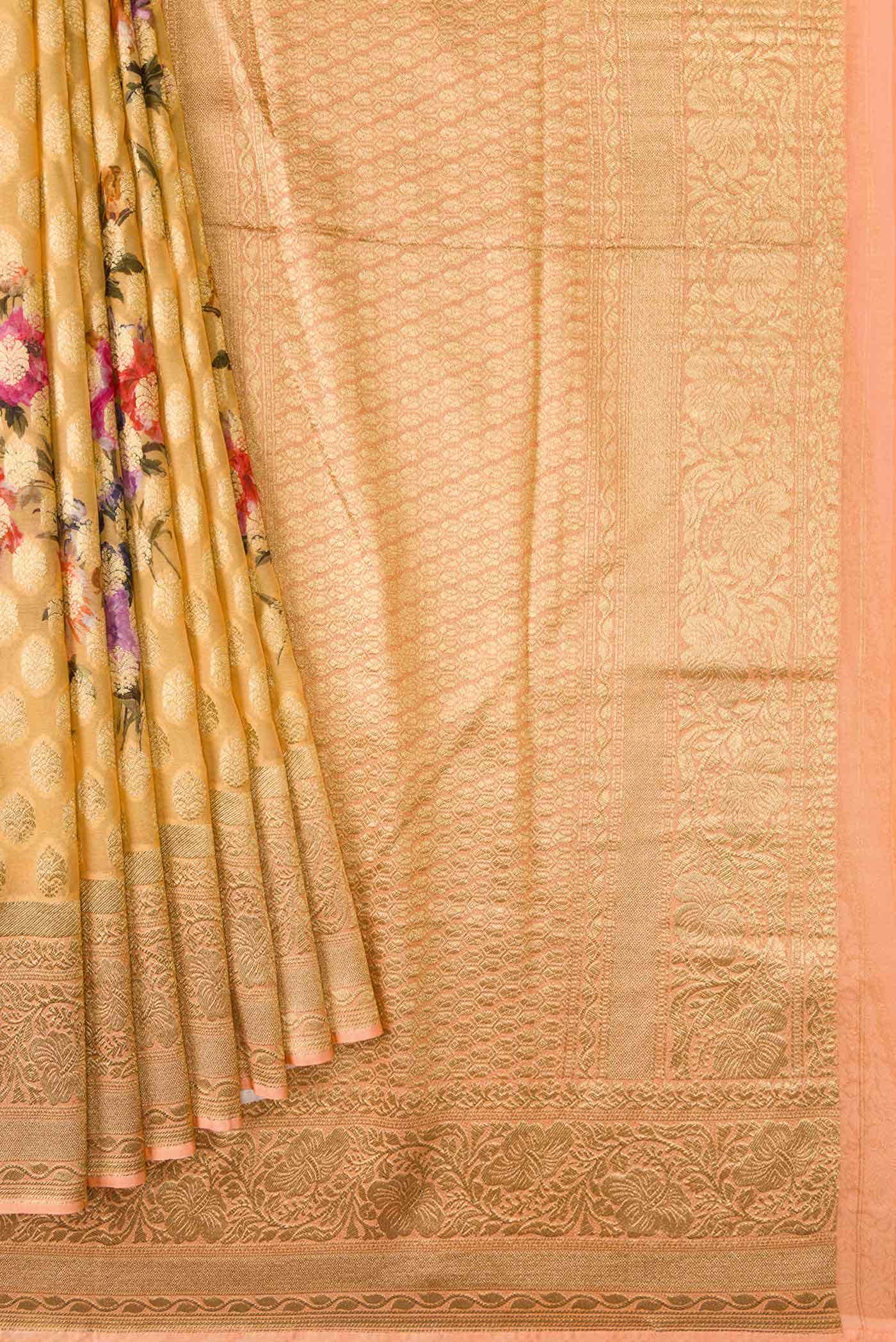 Golden Peach Mysore Georgette Saree