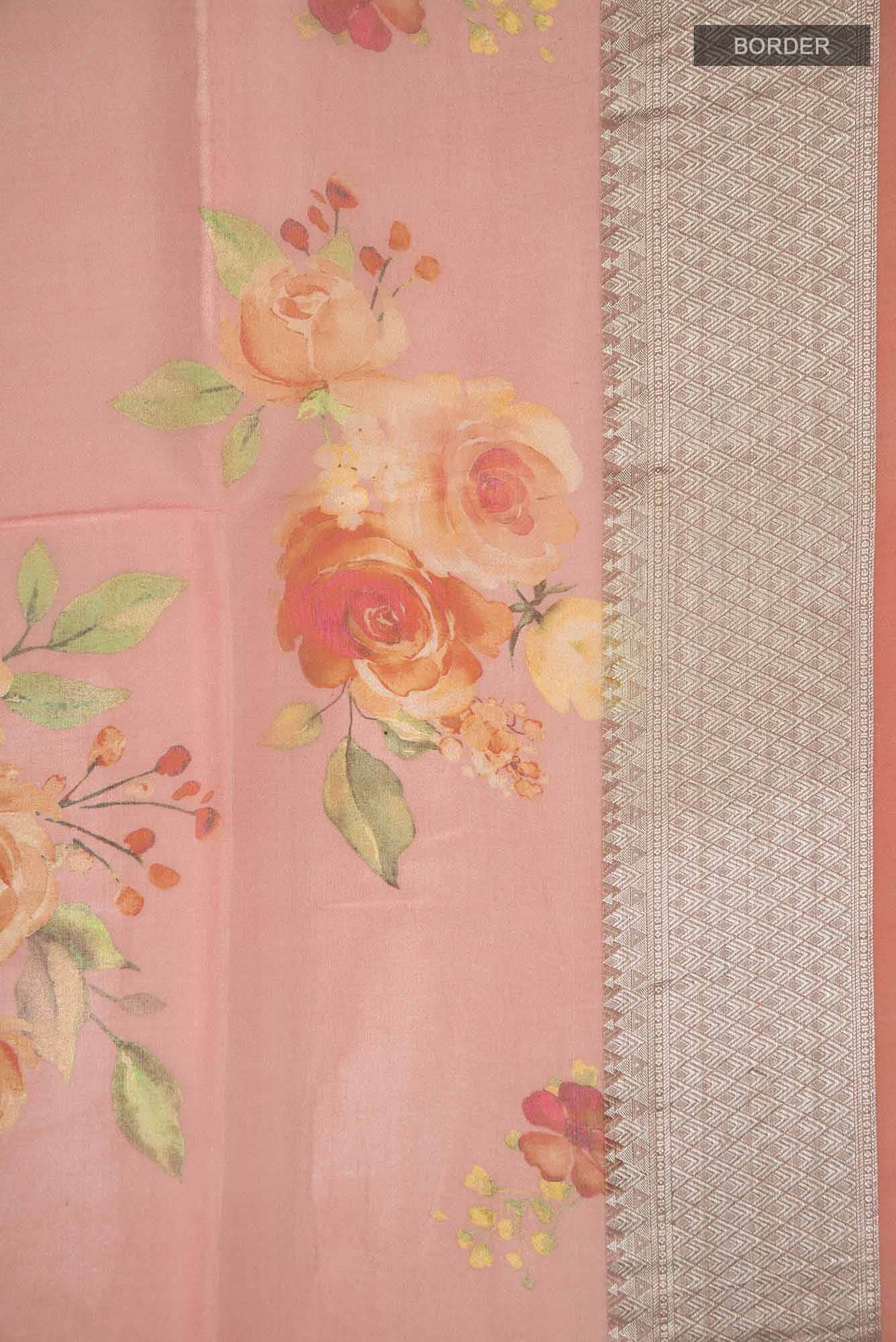 Coral Organza Silk Saree