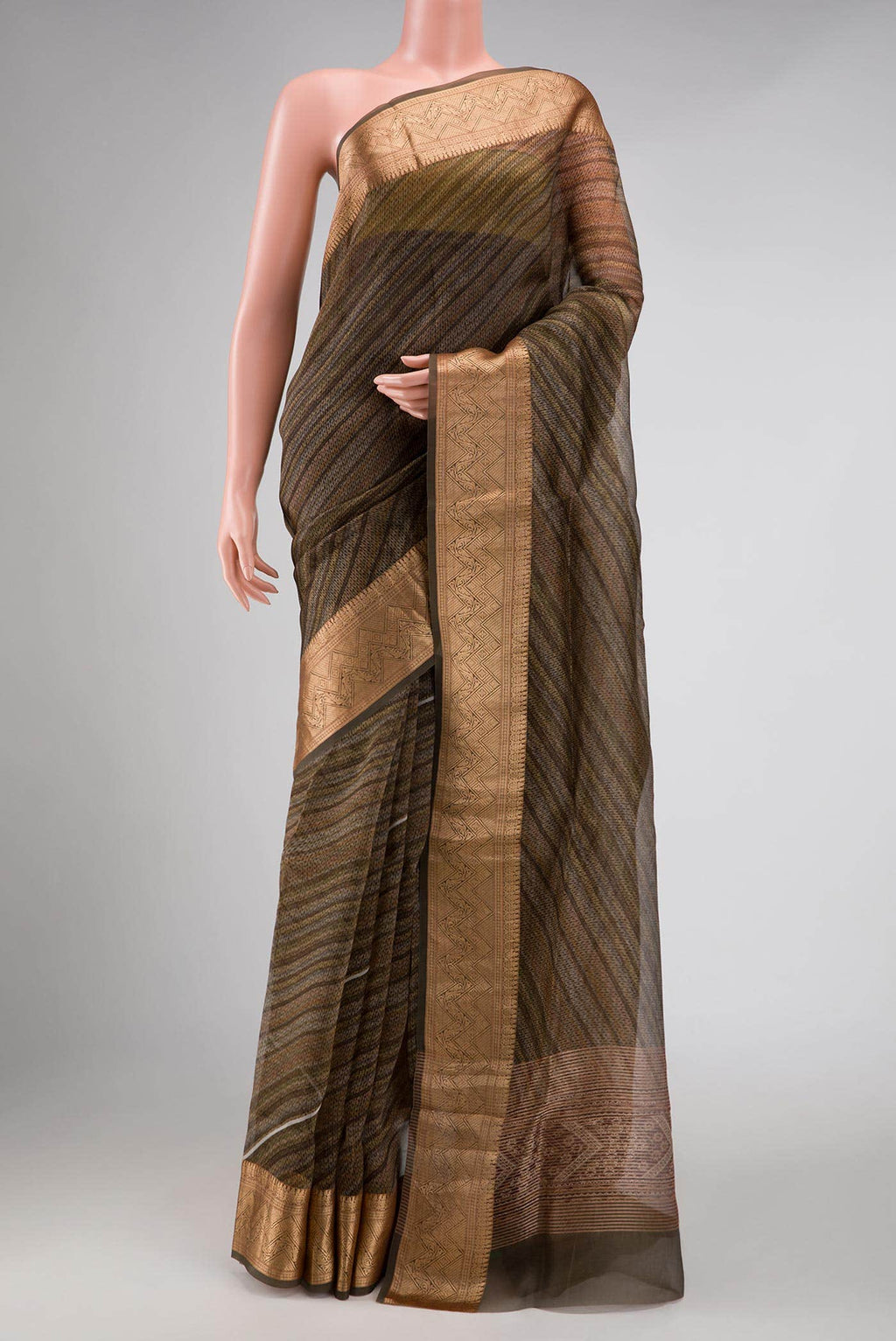 Grey Organza Silk Saree