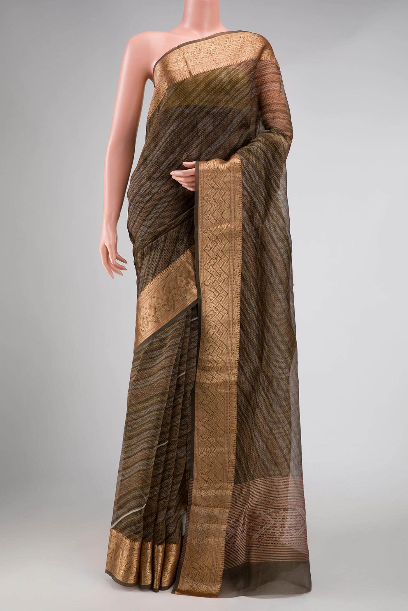 Grey Organza Silk Saree