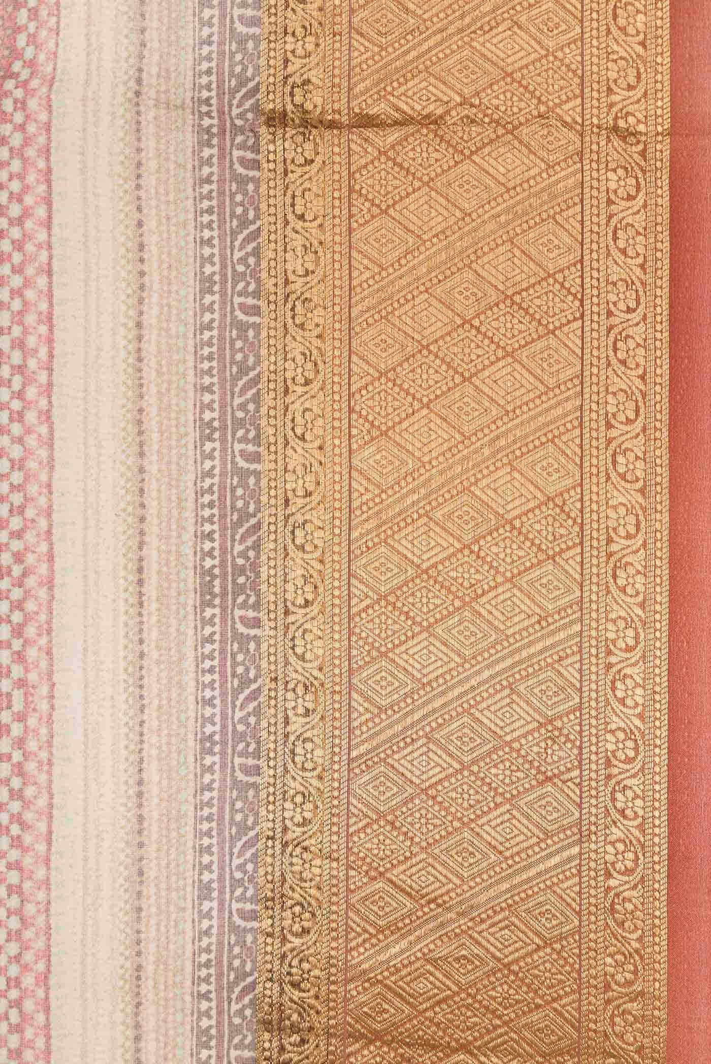 Beige Organza Silk Saree