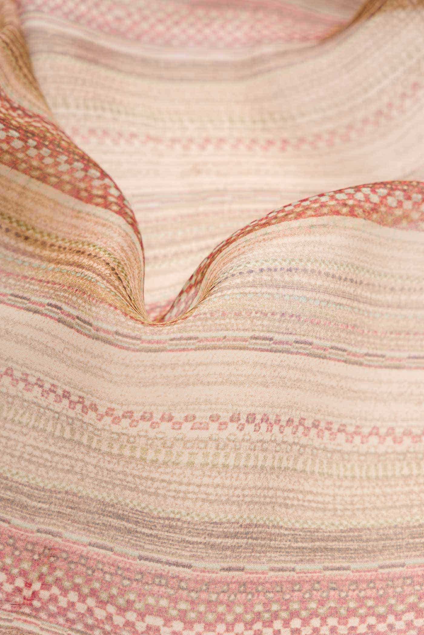 Beige Organza Silk Saree