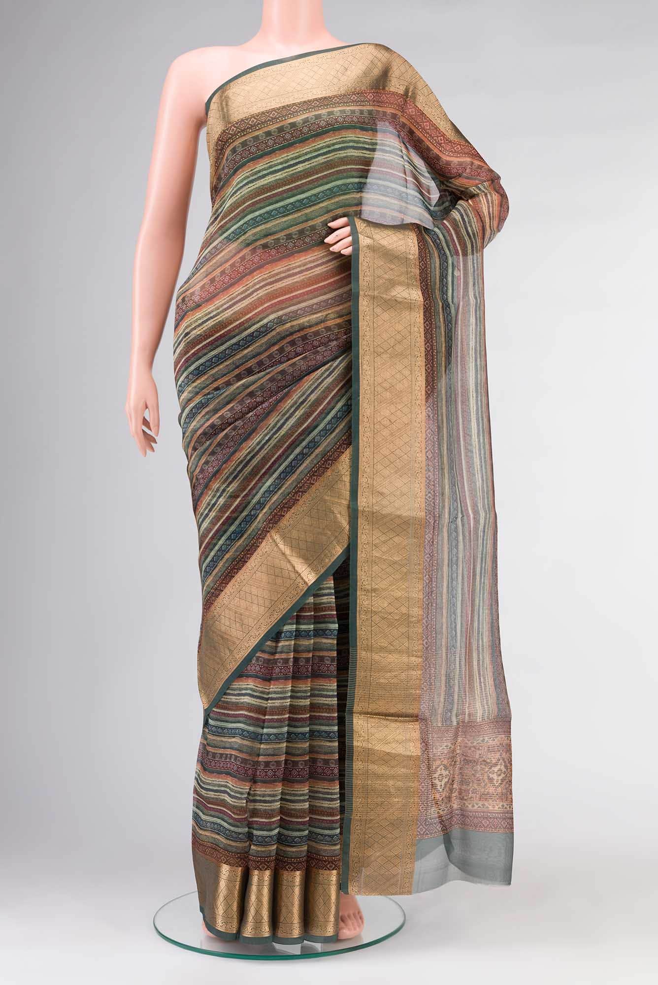 Green Organza Silk Saree