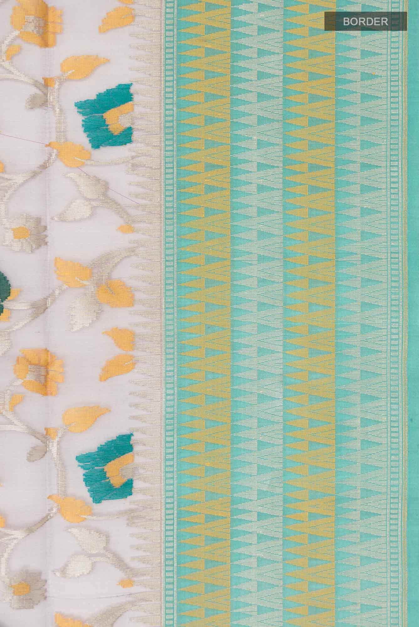Turquoise Silk Cotton Saree