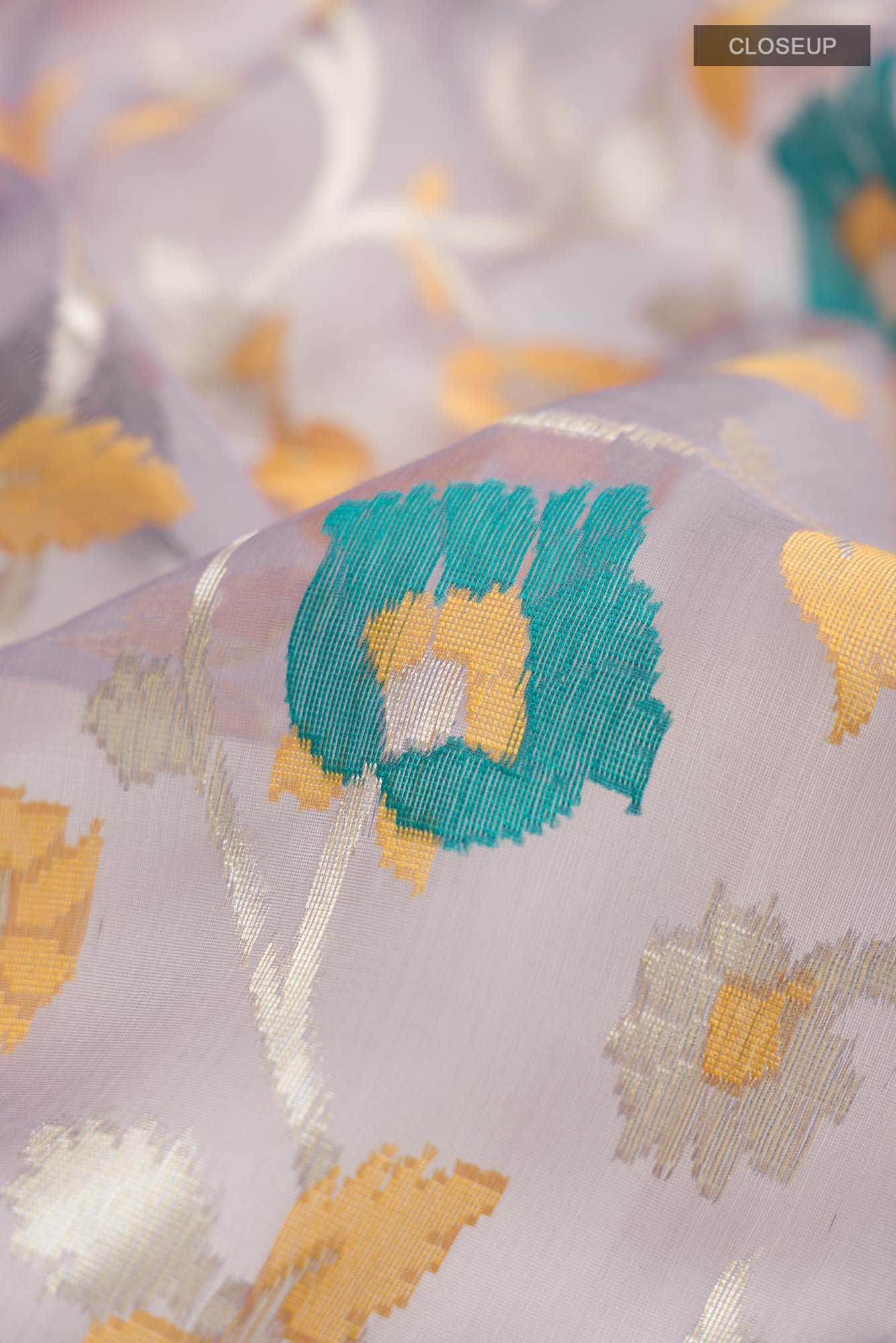 Turquoise Silk Cotton Saree