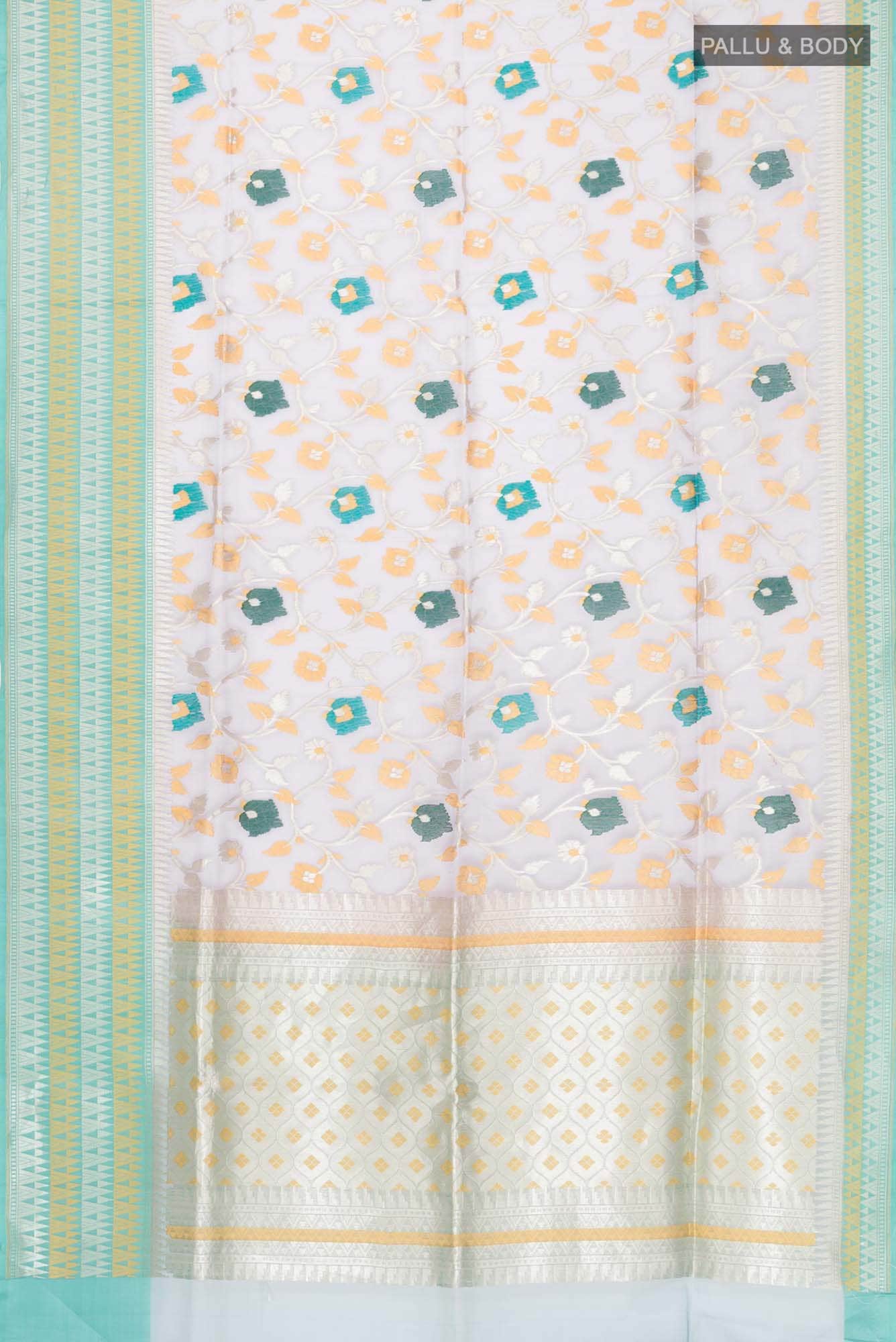 Turquoise Silk Cotton Saree