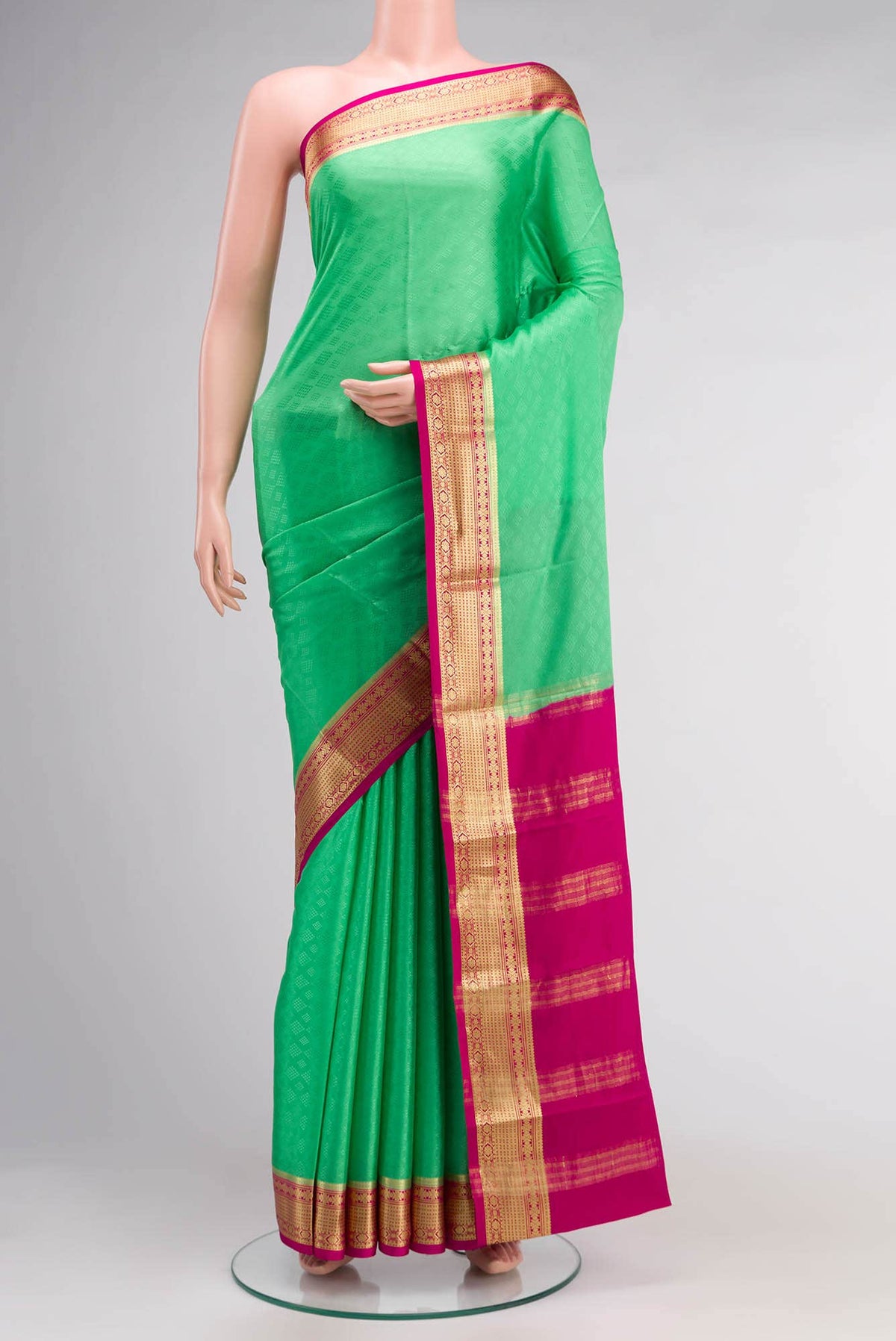 Green Mysore Crepe Saree