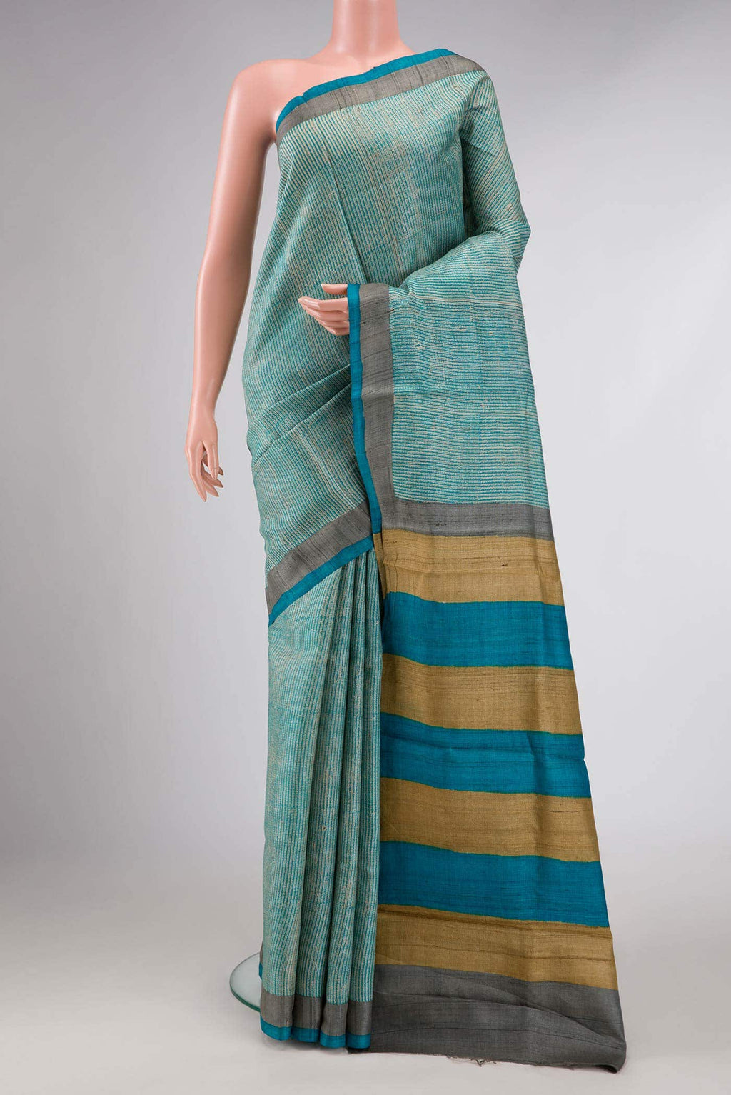 Light Green Dual Tone Tussar Silk Saree
