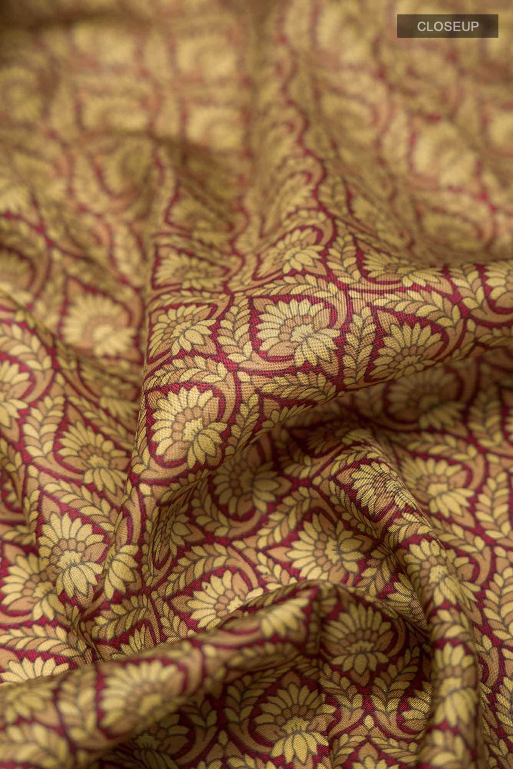 Brown Printed Silk Saree