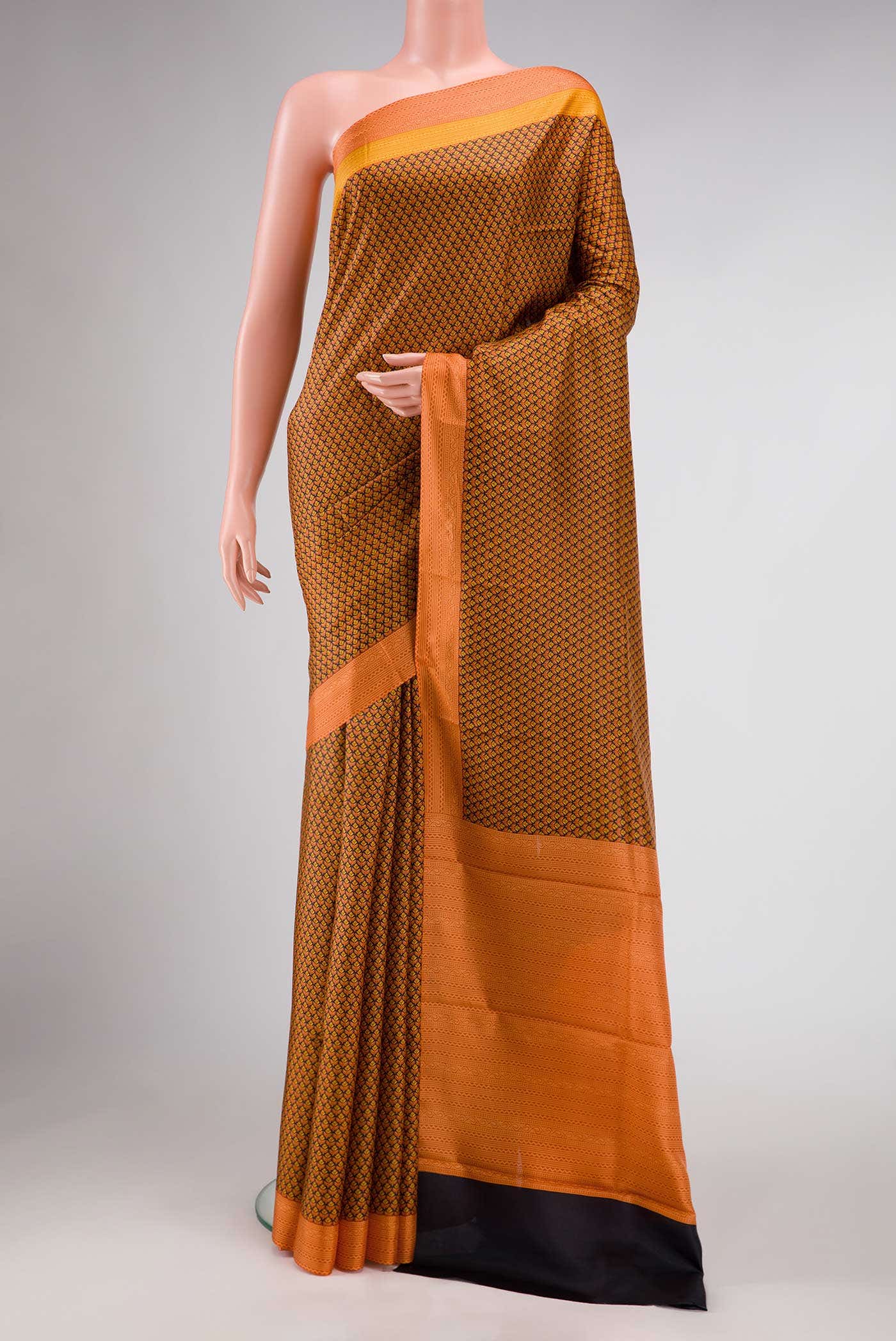 Navy Blue Printed Silk Saree