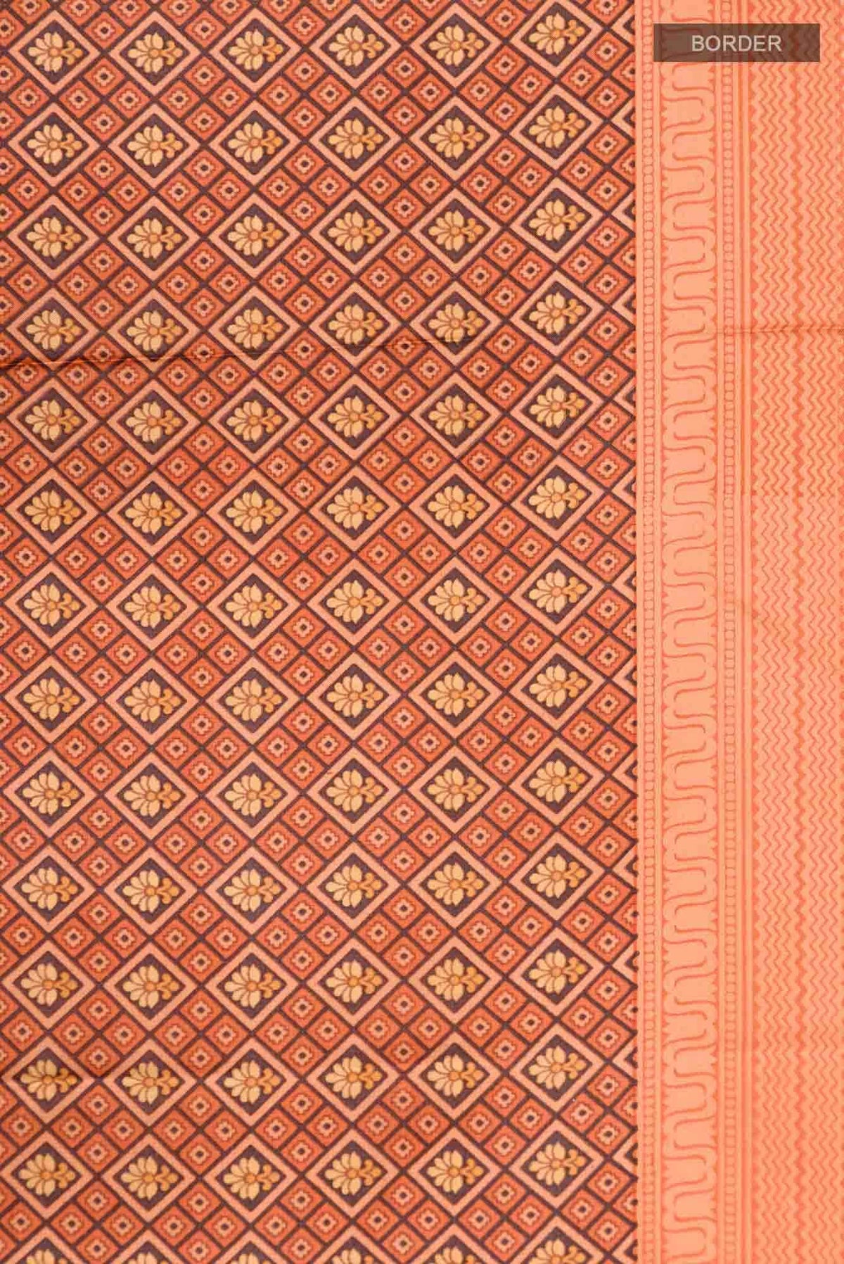 Orange Printed Silk Saree