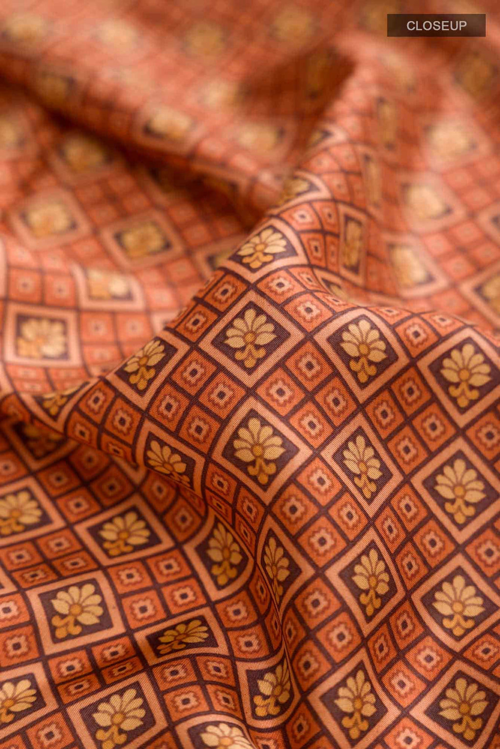 Orange Printed Silk Saree