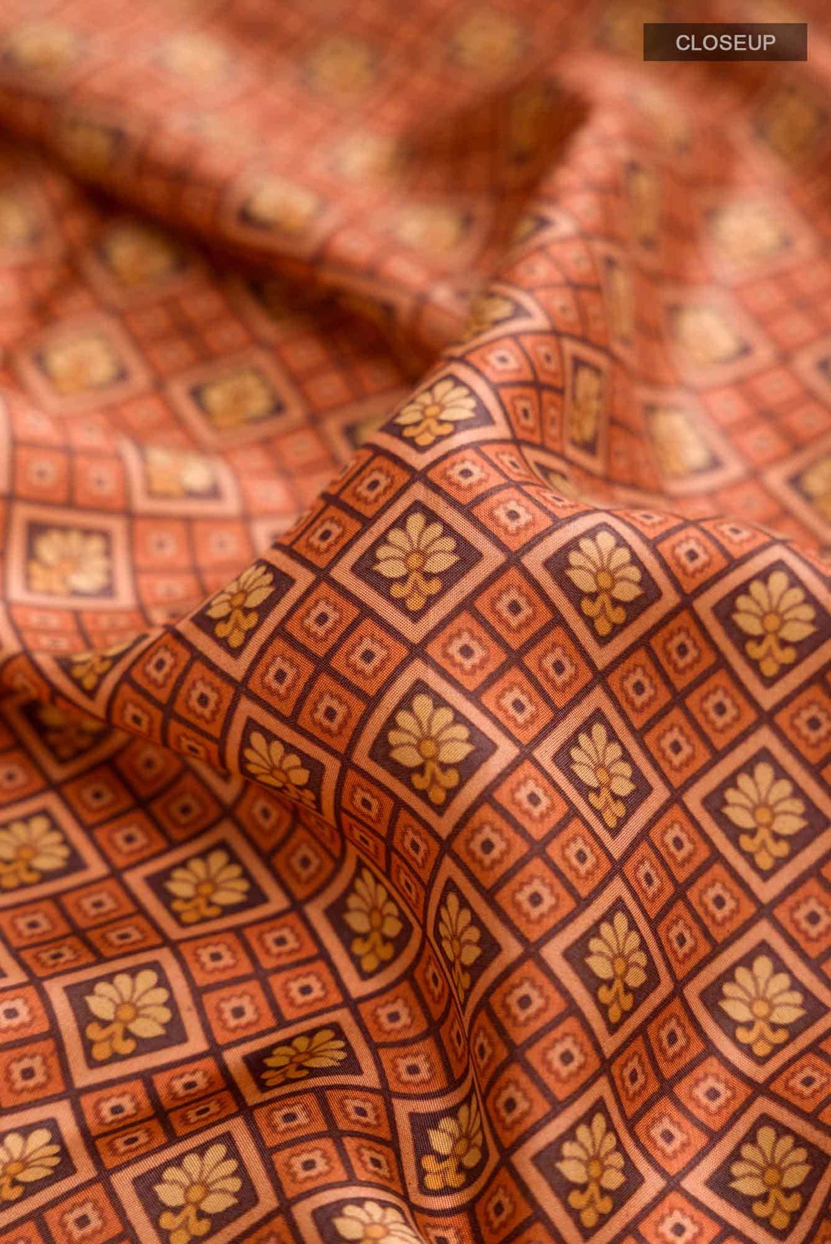 Orange Printed Silk Saree