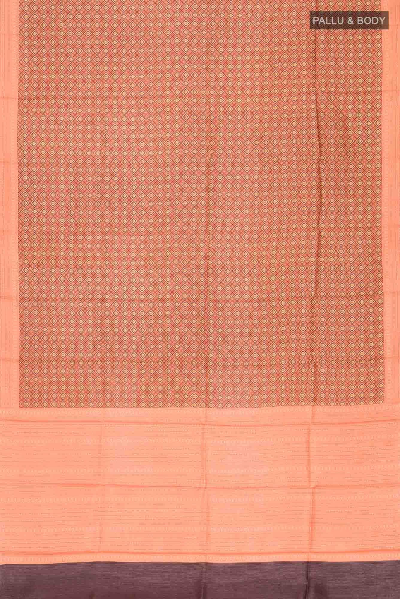 Orange Printed Silk Saree