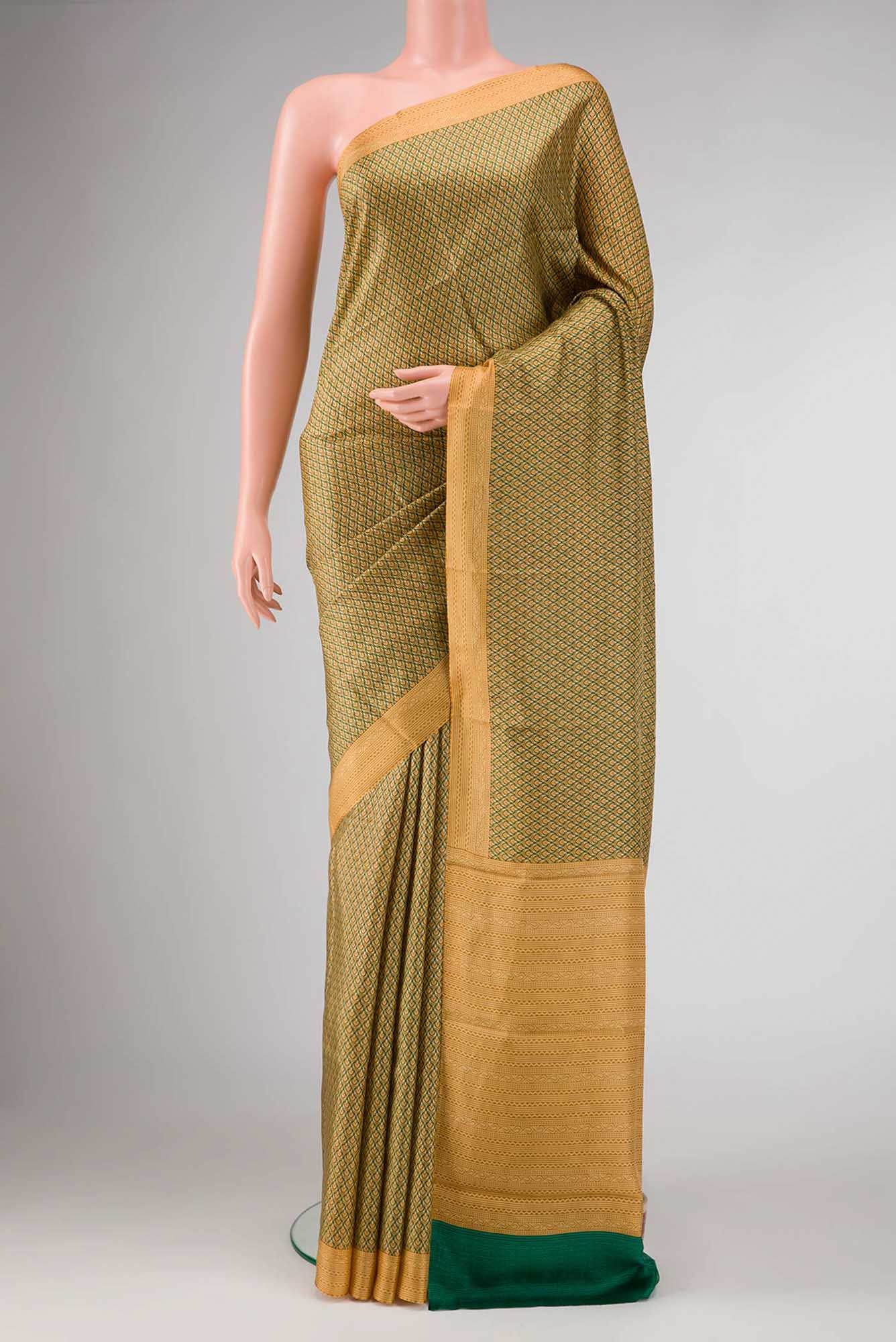 Green Dual Tone Printed Silk Saree