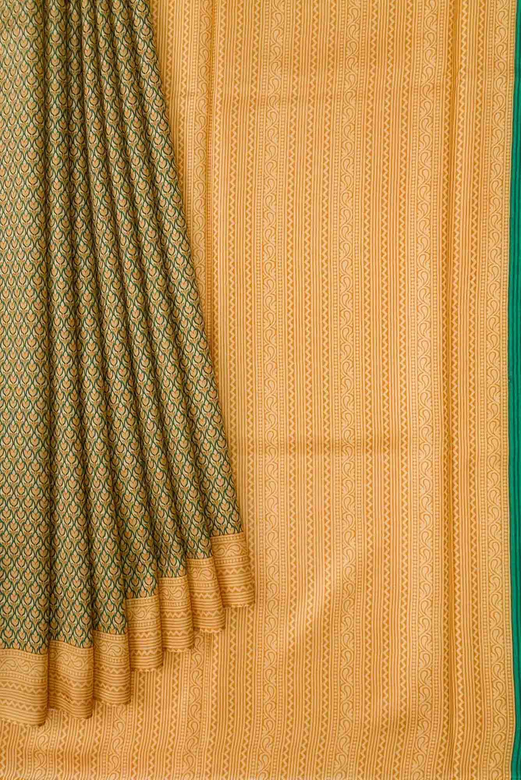 Green Dual Tone Printed Silk Saree