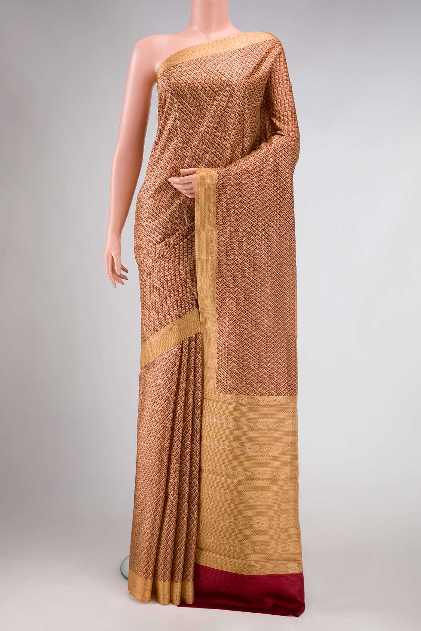 Sandal Dual Tone Printed Silk Saree