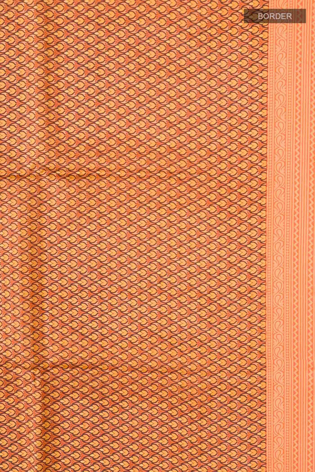 Orange Printed Silk Saree