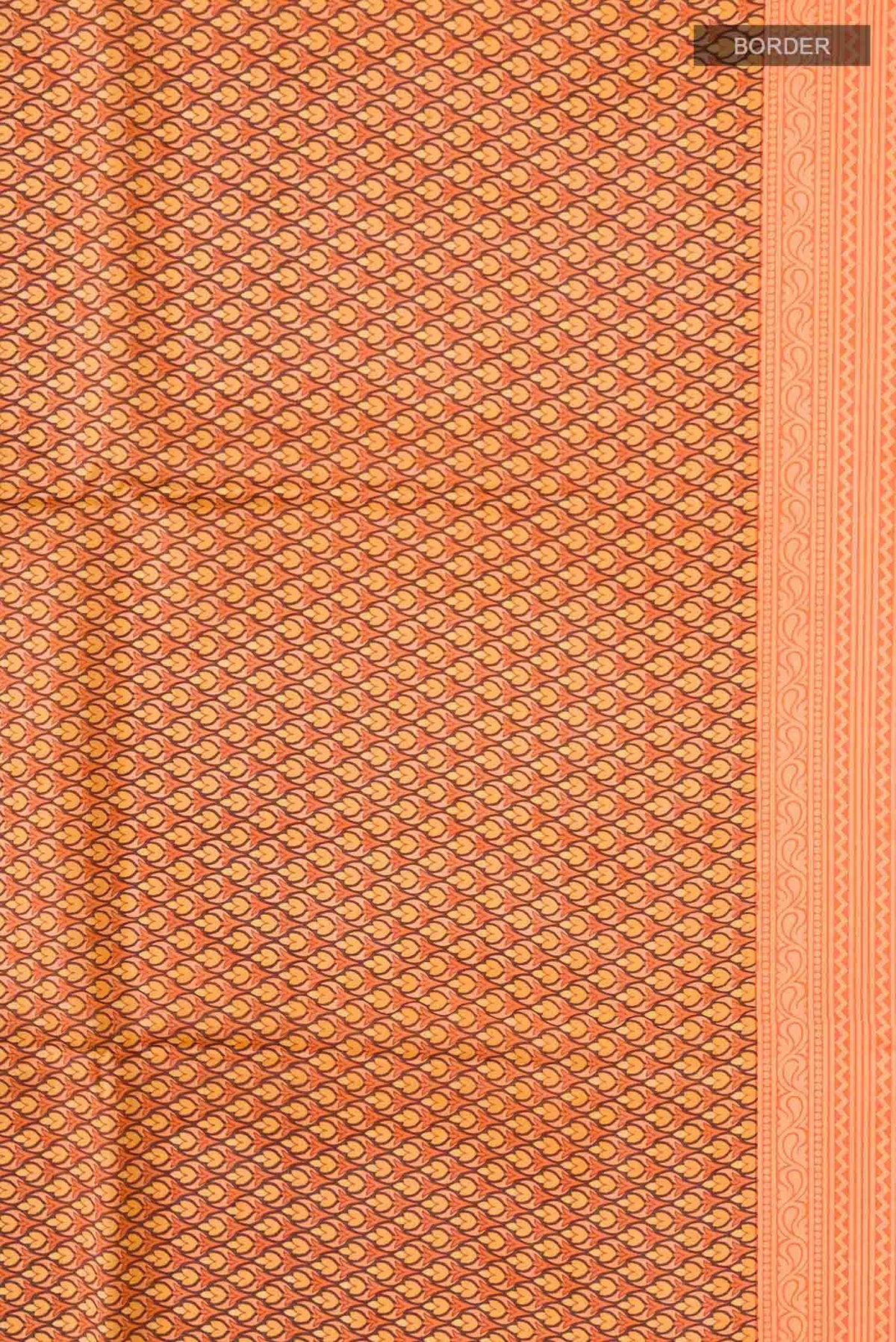 Orange Printed Silk Saree