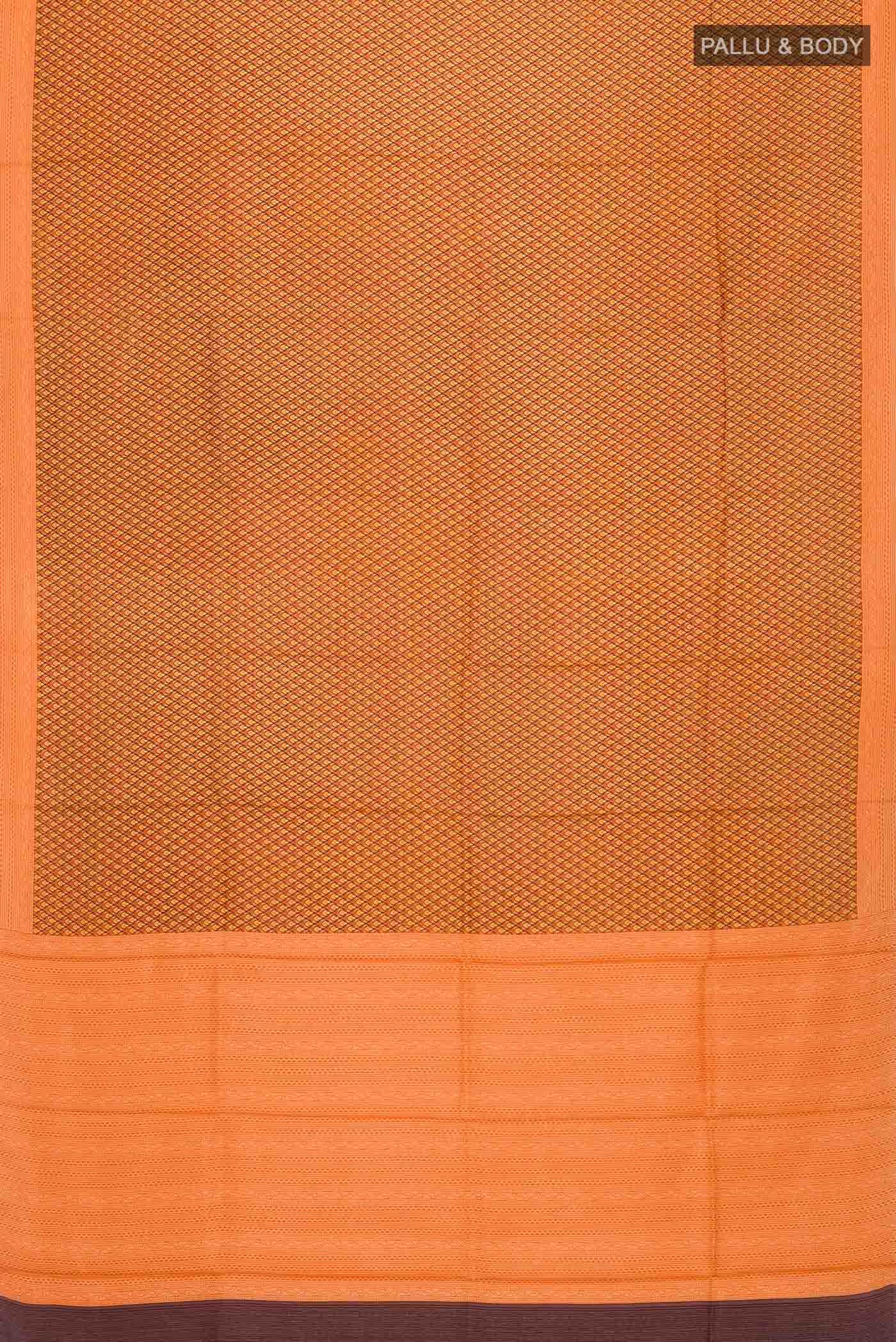Orange Printed Silk Saree