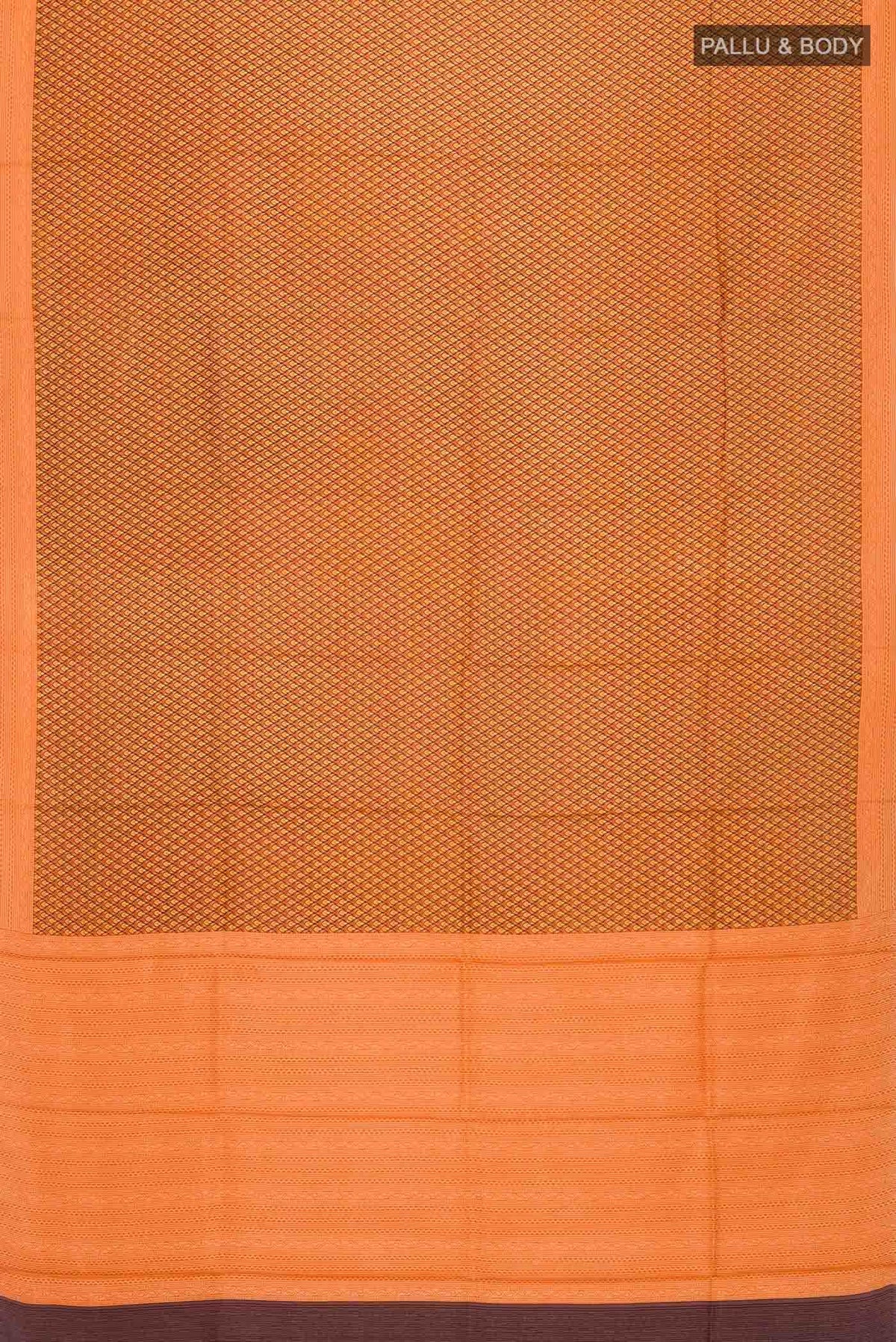 Orange Printed Silk Saree