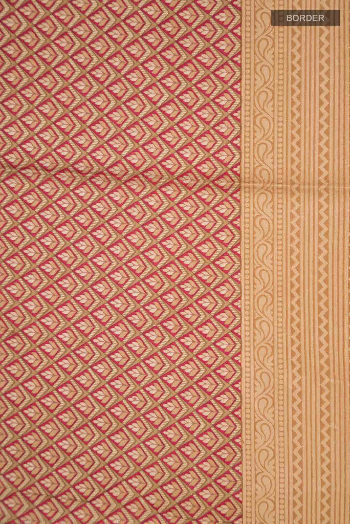 Brown Printed Silk Saree
