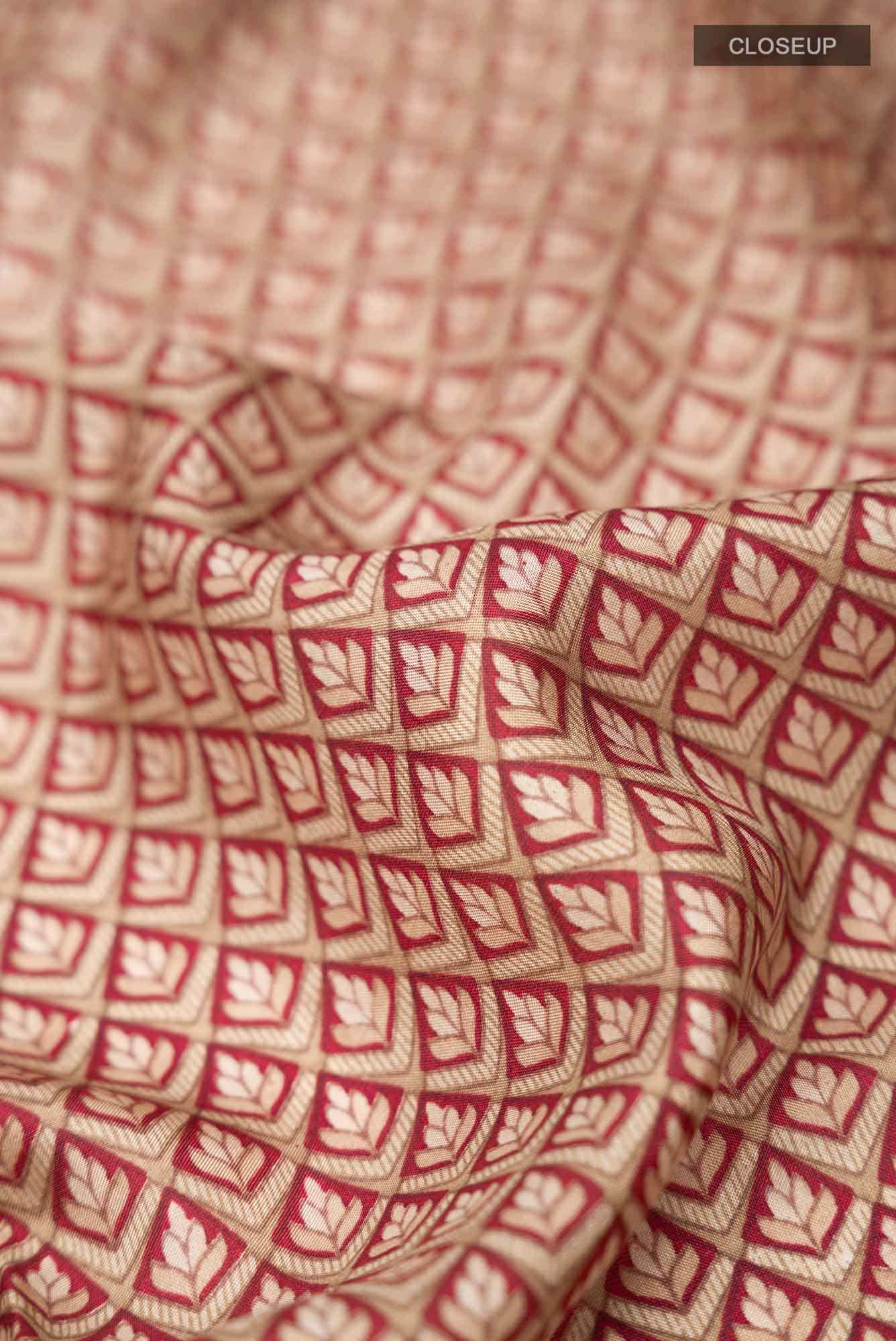 Brown Printed Silk Saree