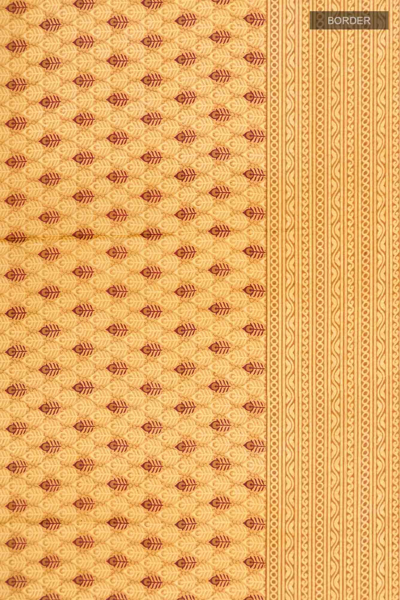 Mustard Printed Silk Saree