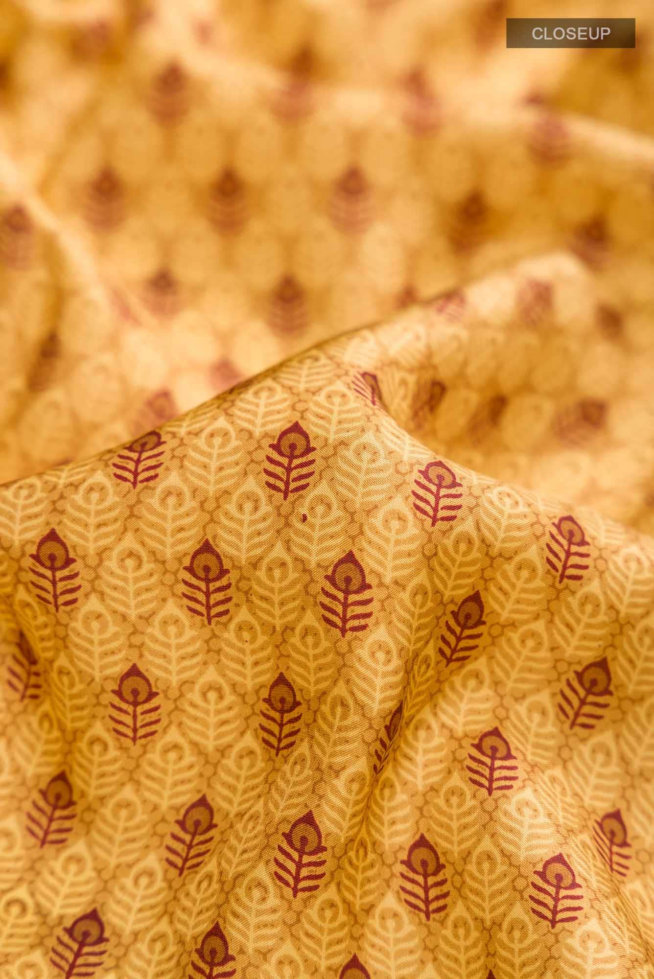 Mustard Printed Silk Saree