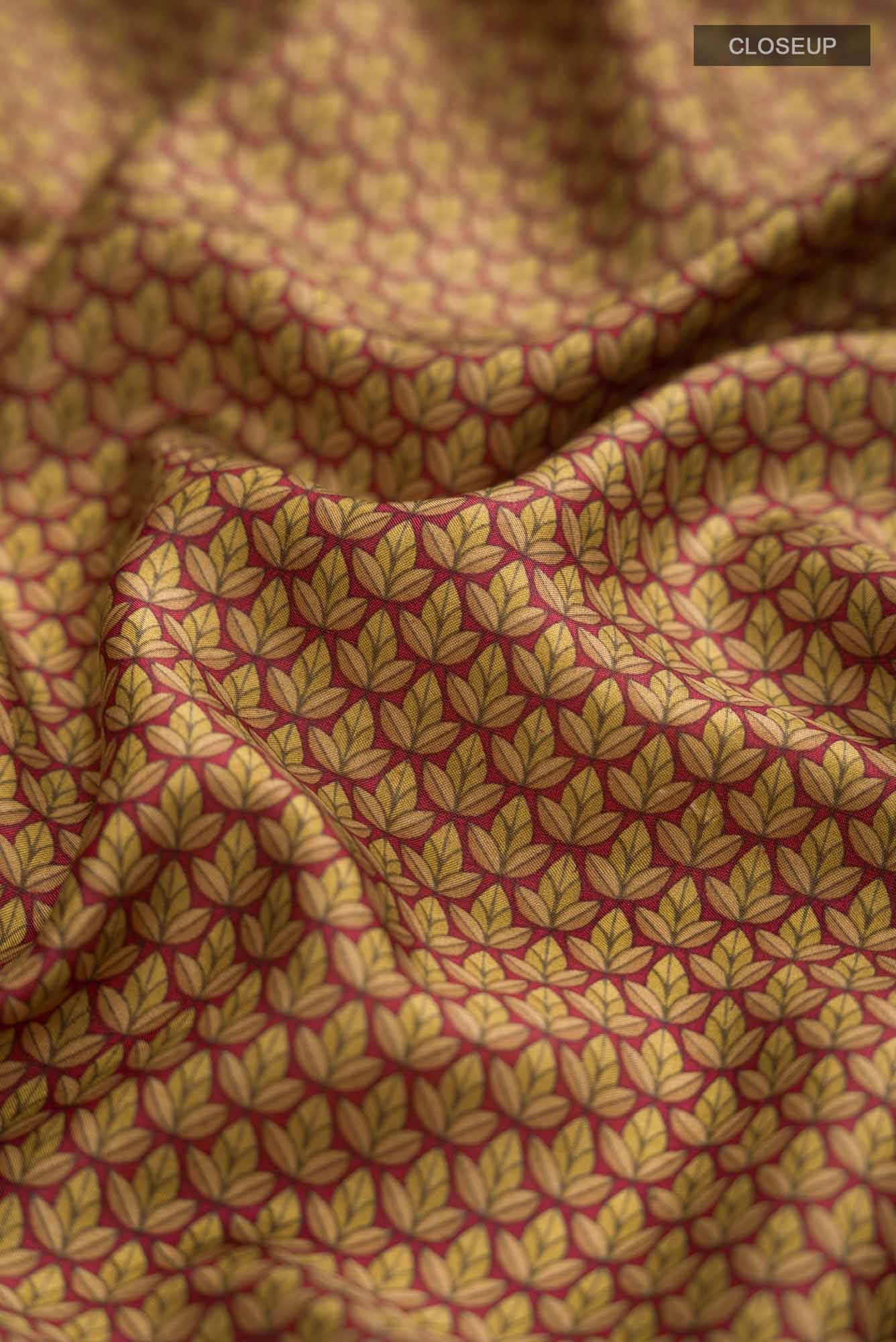 Maroon Printed Silk Saree
