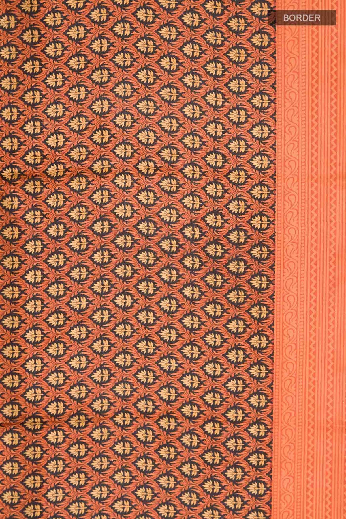 Orange Printed Silk Saree