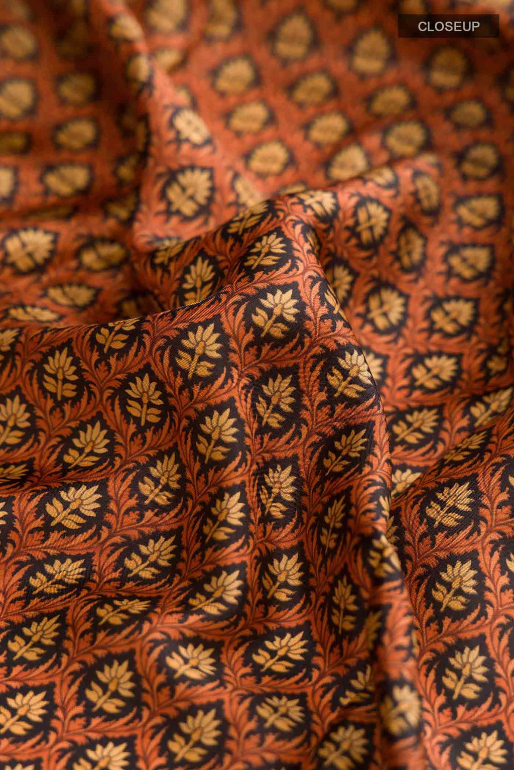 Orange Printed Silk Saree