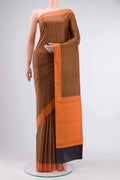Orange Printed Silk Saree
