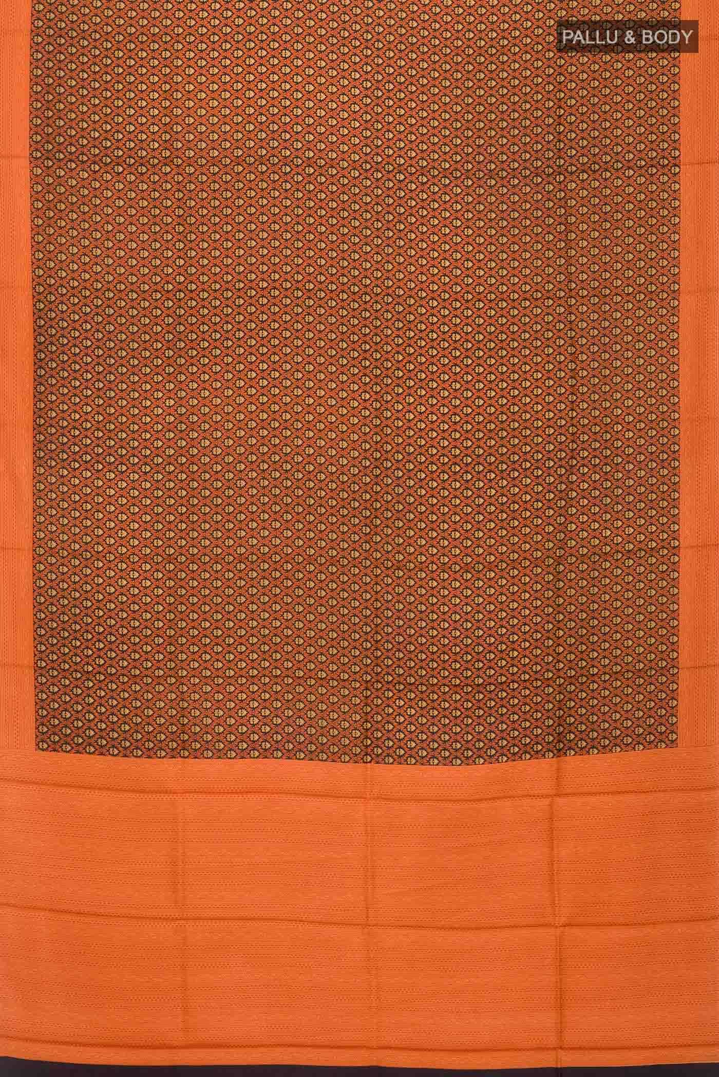 Orange Printed Silk Saree
