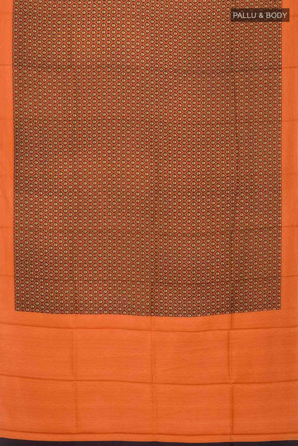 Orange Printed Silk Saree