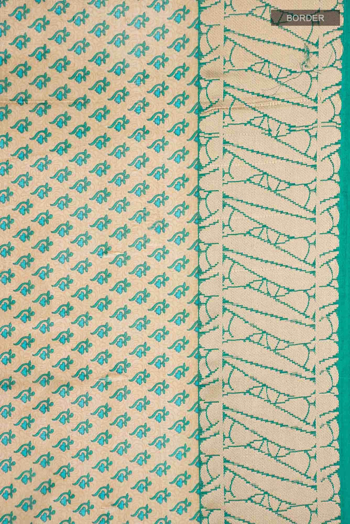 Beige Printed Silk Saree
