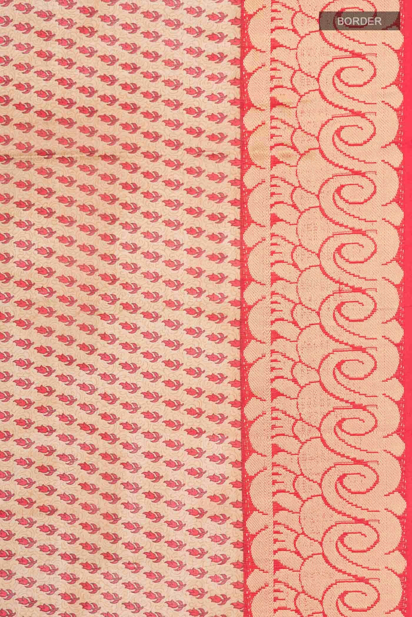 Beige Printed Silk Saree