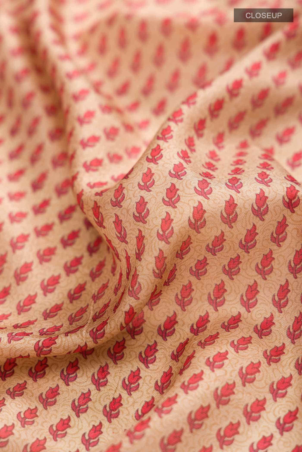 Beige Printed Silk Saree