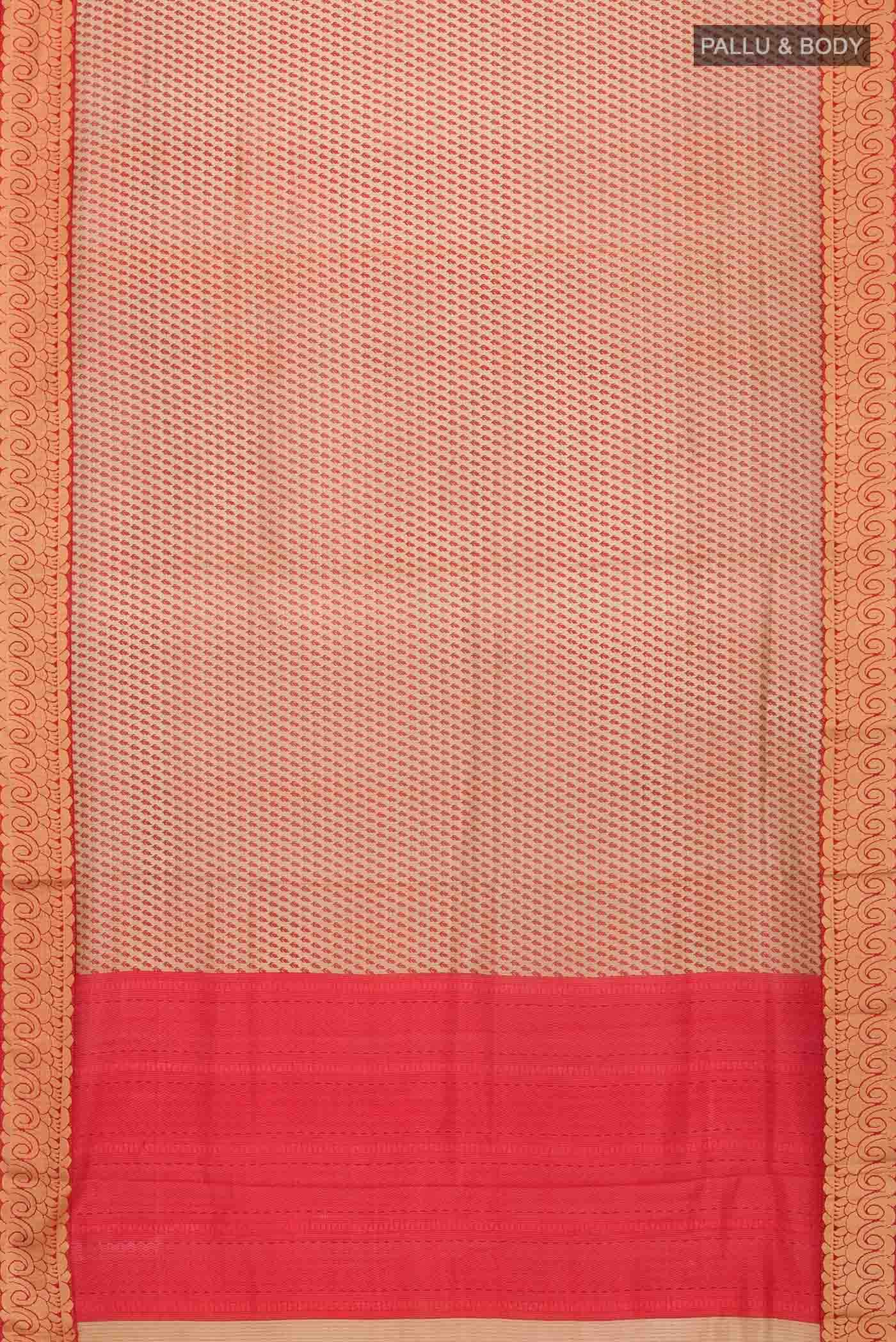 Beige Printed Silk Saree
