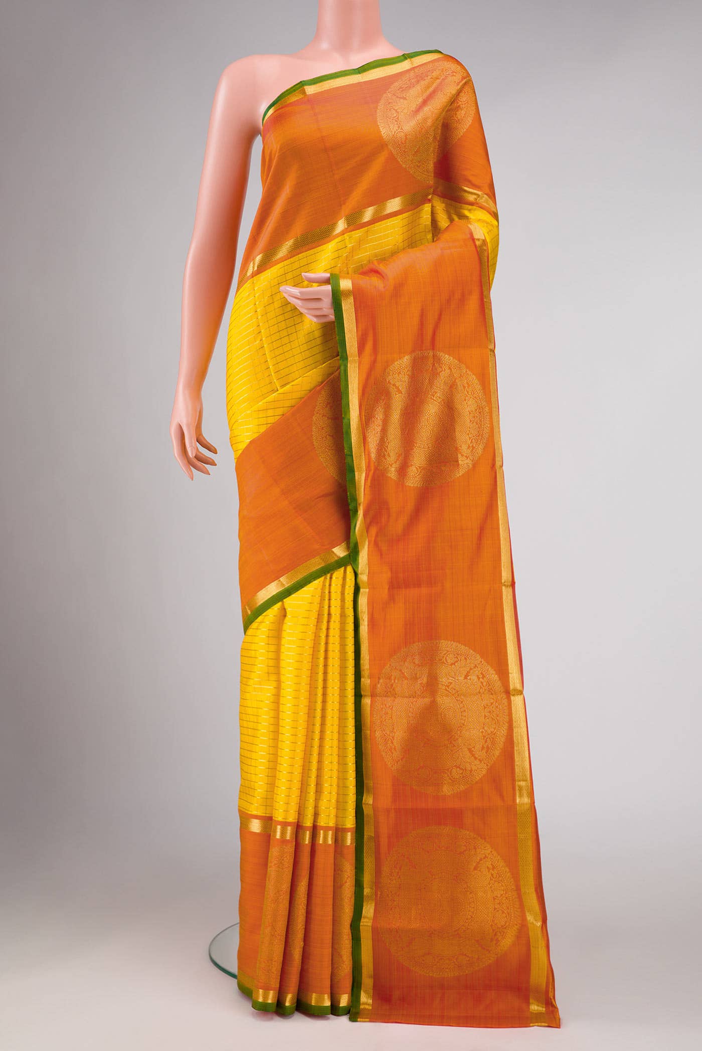 Yellow Kanchipuram Silk Saree