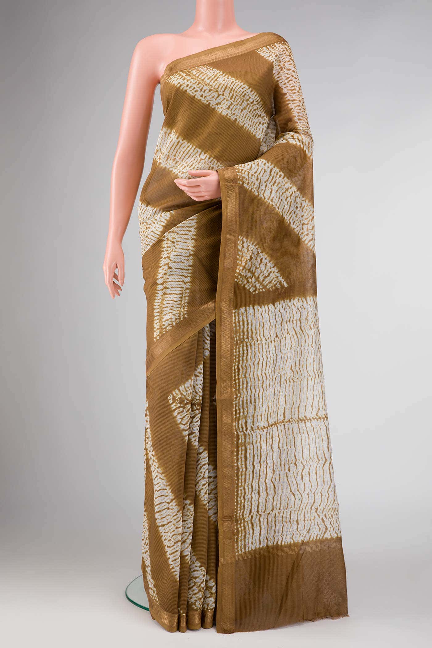 Mehandi Green Dual Tone Chanderi Silk Saree