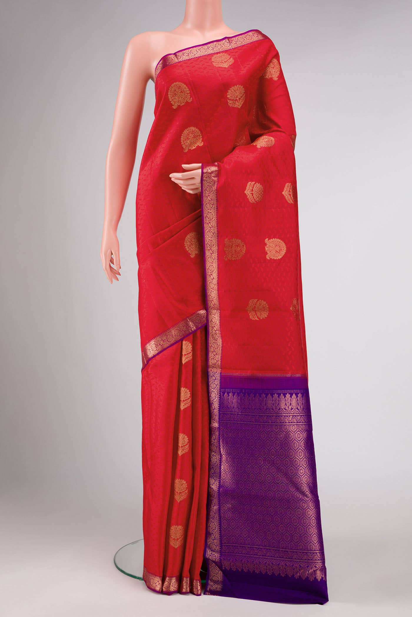 Red Dual Tone Kanchipuram Silk Saree