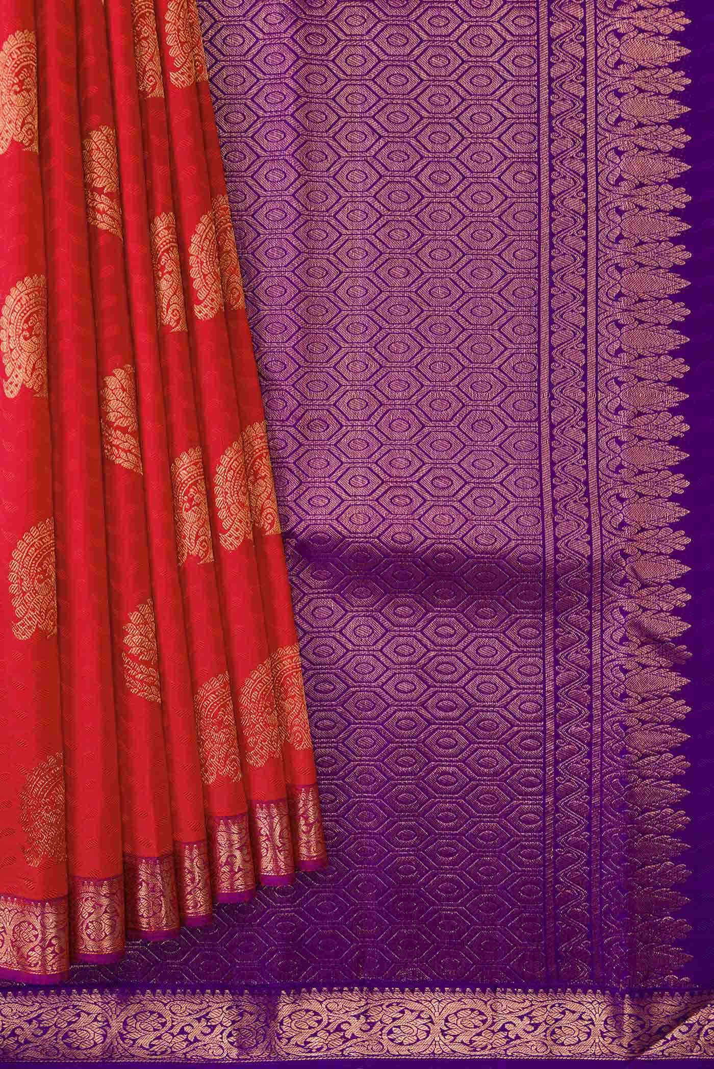 Red Dual Tone Kanchipuram Silk Saree