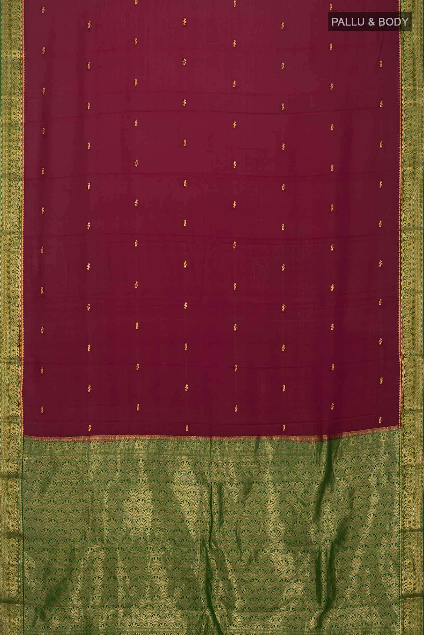 Maroon Mysore Crepe Saree