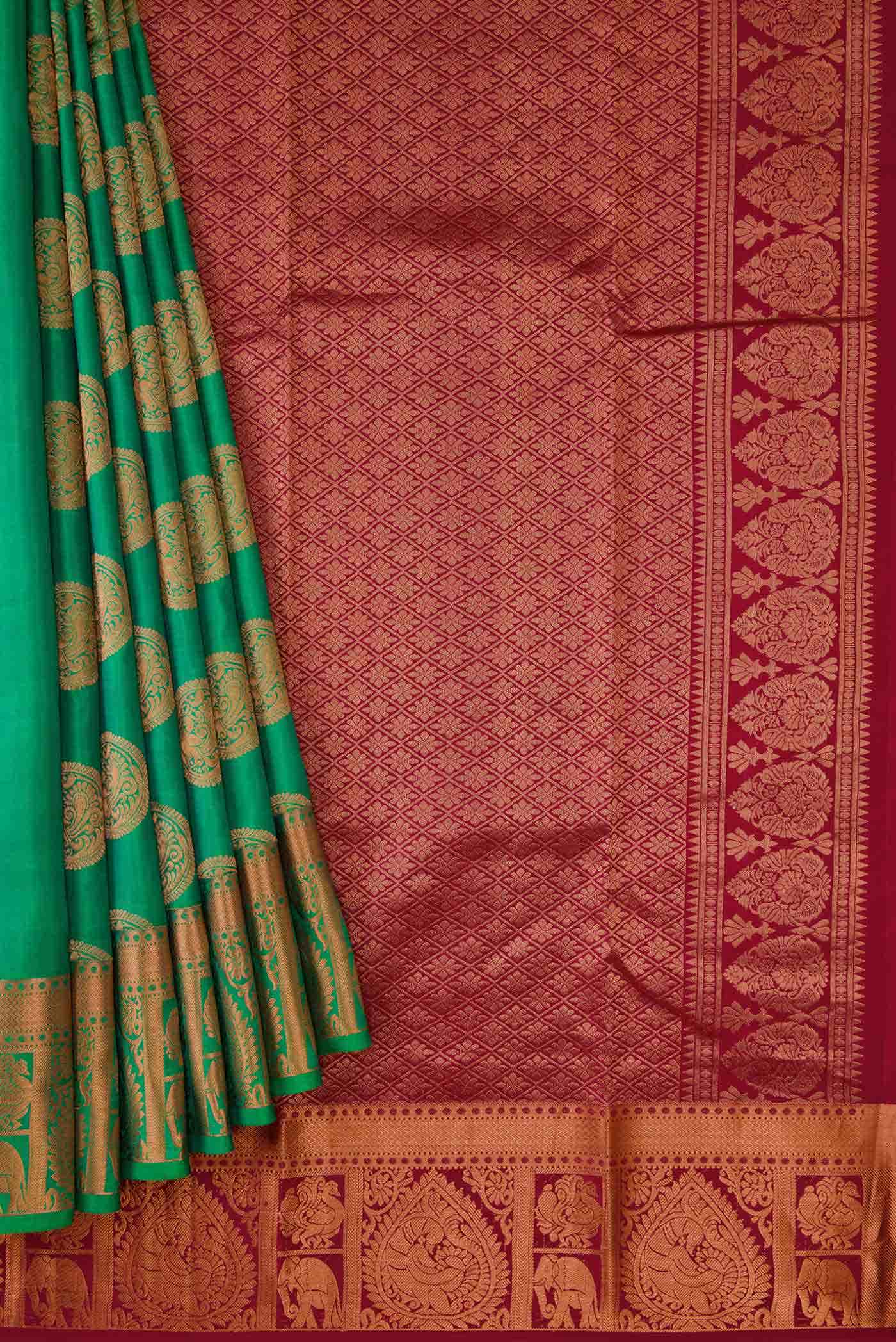 Green Dual Tone Kanchipuram Silk Saree
