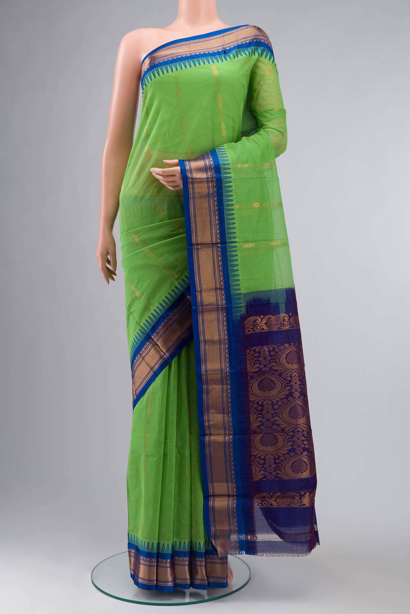 Green Gadwal Silk Cotton Saree