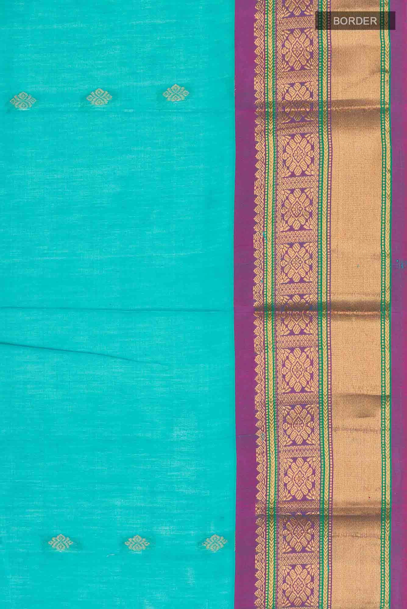 Blue Gadwal Silk Cotton Saree